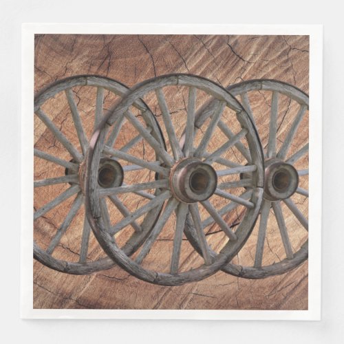 Vintage Wooden Wagon Wheels Paper Dinner Napkins