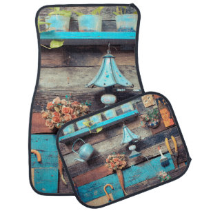 vintage wooden wall decorative at home car floor mat