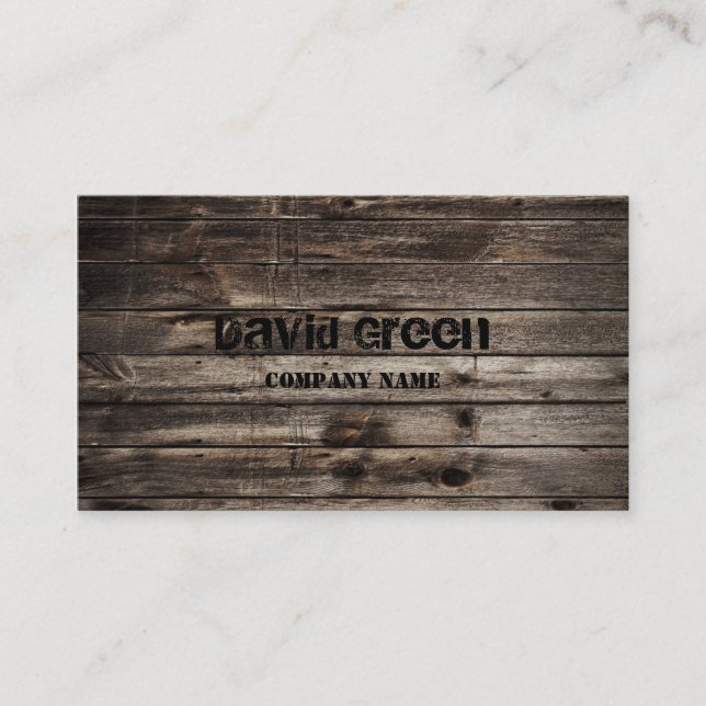 vintage woodgrain handyman construction business card (Front)