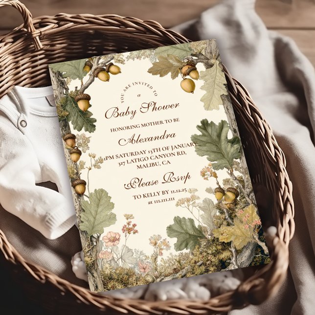 Vintage Woodland Acorns Baby Shower Invitation (Creator Uploaded)
