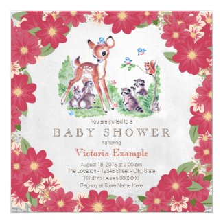 Vintage Woodland Animal Baby Shower Card