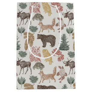 Vintage Woodland Animals Baby Shower with Florals Medium Gift Bag