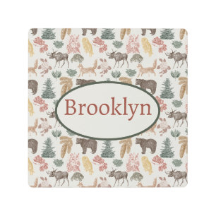 Vintage Woodland Animals Nursery Metal Print