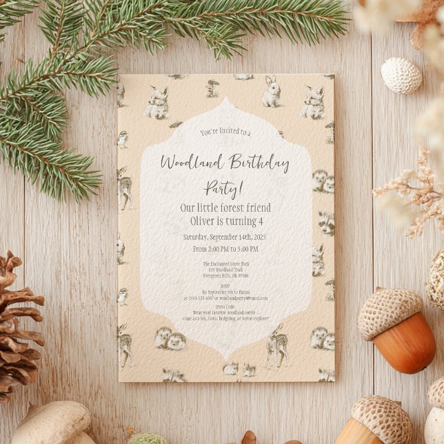 Vintage Woodland Baby Animals Birthday Invitation (Creator Uploaded)