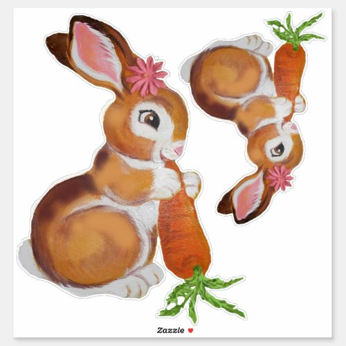 Vintage Woodland Baby Bunny Rabbit Nursery Decor Sticker