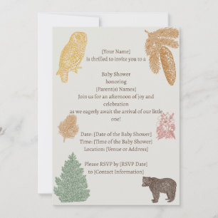 Vintage Woodland Baby Shower-Bears, Moose, Owls Invitation