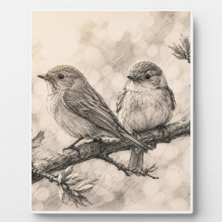 Vintage Woodland Birds Sketch Wall Art | Plaque