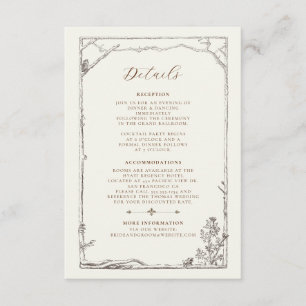 Vintage Woodland Botanical Espresso Ivory Wedding Enclosure Card