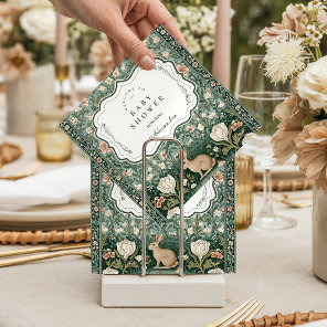 Vintage Woodland Bunny Floral Baby Shower Napkins