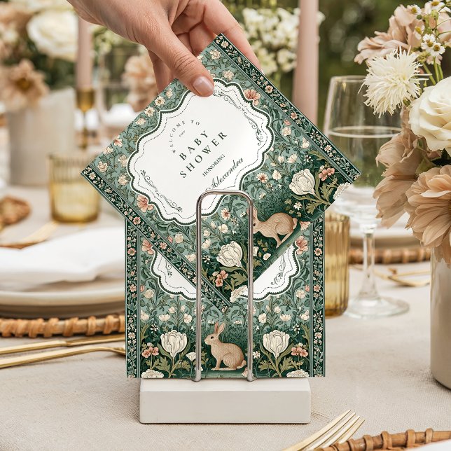 Vintage Woodland Bunny Floral Baby Shower Napkins (Creator Uploaded)