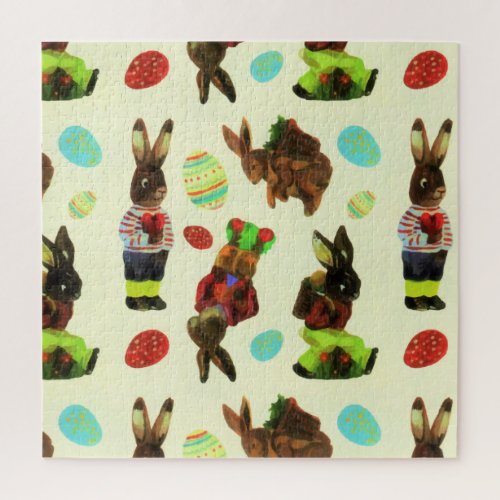 Vintage Woodland Bunny Rabbit Forest Watercolor Jigsaw Puzzle