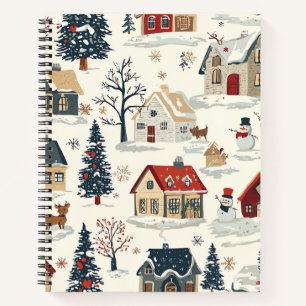 Vintage Woodland Christmas Pattern (11) Notebook