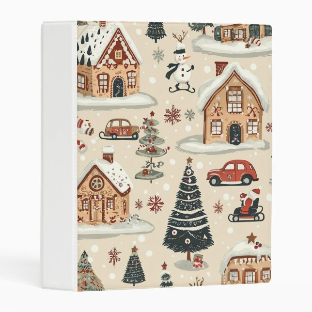Vintage Woodland Christmas Pattern (13) Mini Binder (Front/Spine)