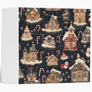 Vintage Woodland Christmas Pattern (14) 3 Ring Binder