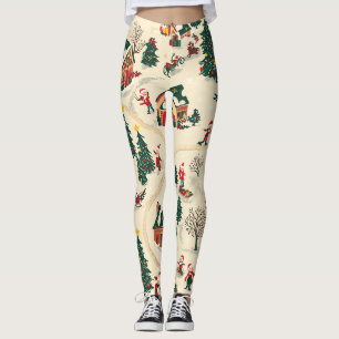 Vintage Woodland Christmas Pattern (18) Leggings