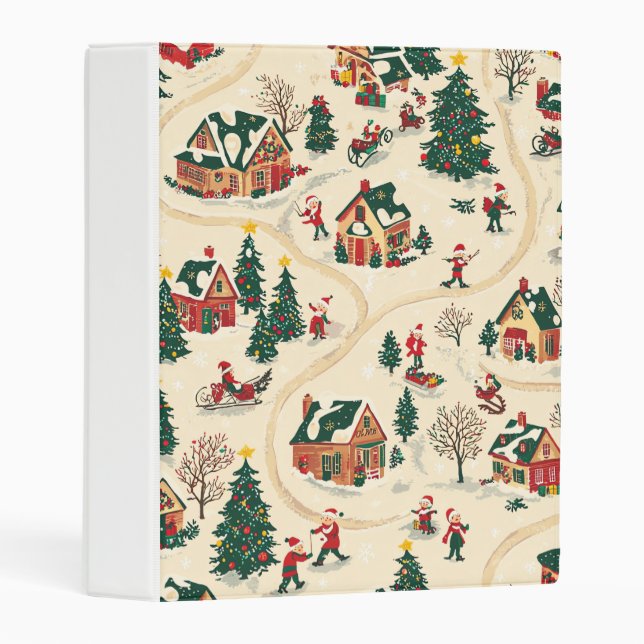 Vintage Woodland Christmas Pattern (18) Mini Binder (Front/Spine)