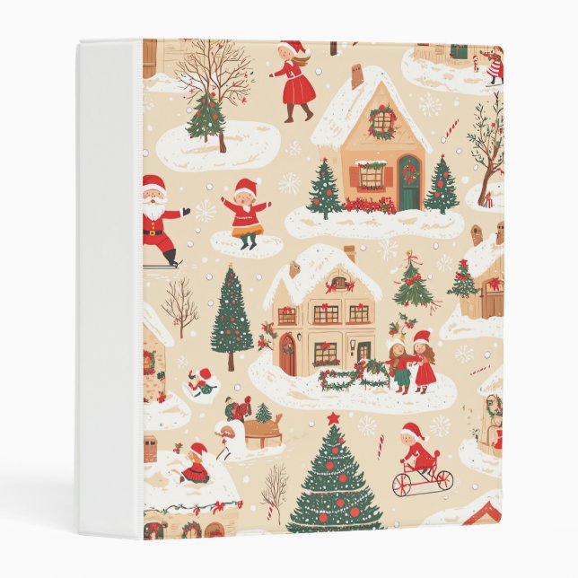 Vintage Woodland Christmas Pattern (19) Mini Binder (Front/Spine)