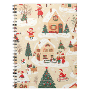 Vintage Woodland Christmas Pattern (19) Notebook
