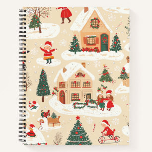 Vintage Woodland Christmas Pattern (19) Notebook