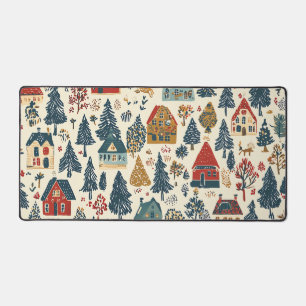 Vintage Woodland Christmas Pattern (20) Desk Mat