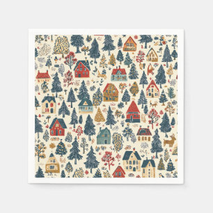 Vintage Woodland Christmas Pattern (20) Napkins