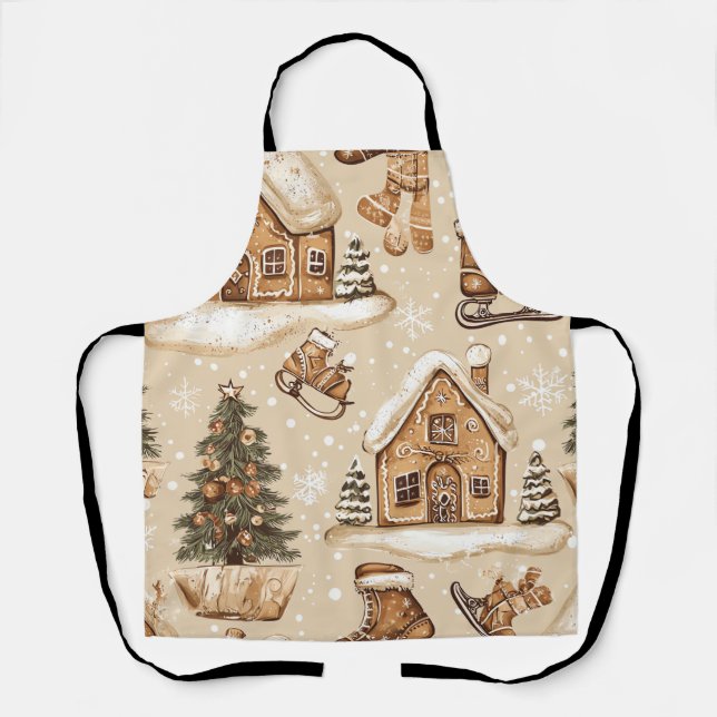 Vintage Woodland Christmas Pattern (3) Apron (Front)