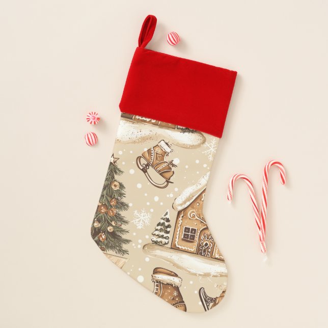 Vintage Woodland Christmas Pattern (3) Stocking (Front)