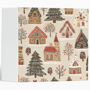 Vintage Woodland Christmas Pattern (4) 3 Ring Binder
