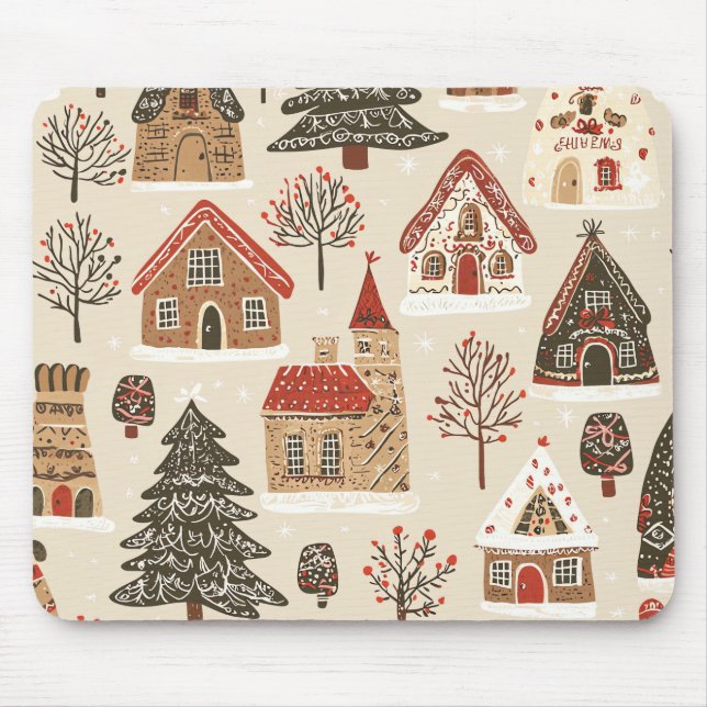 Vintage Woodland Christmas Pattern (4) Mouse Pad (Front)