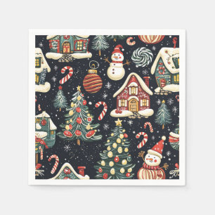 Vintage Woodland Christmas Pattern (5) Napkins