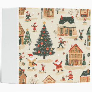 Vintage Woodland Christmas Pattern (8) 3 Ring Binder