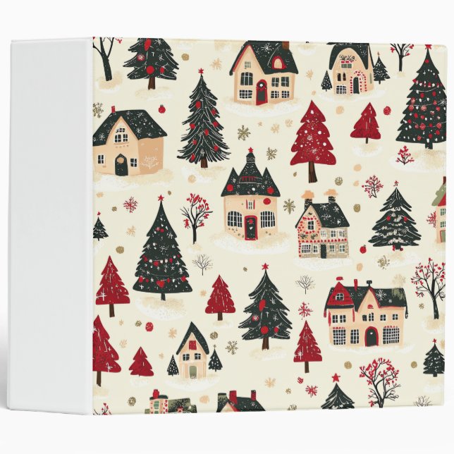 Vintage Woodland Christmas Pattern (9) 3 Ring Binder (Front/Spine)