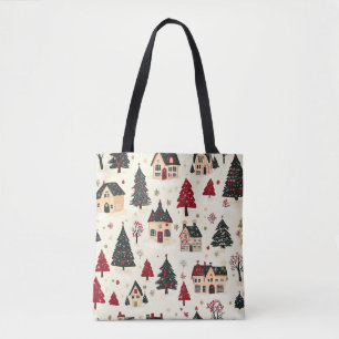Vintage Woodland Christmas Pattern (9) Tote Bag