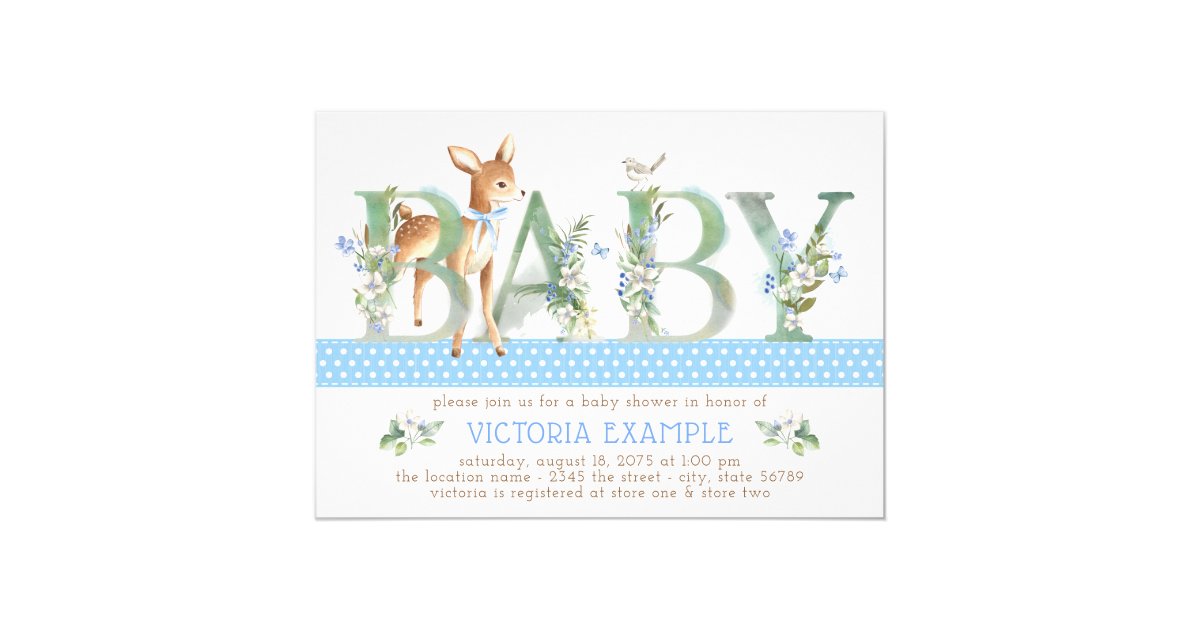 Vintage Woodland Deer Baby Boy Shower Invitations Zazzle Com