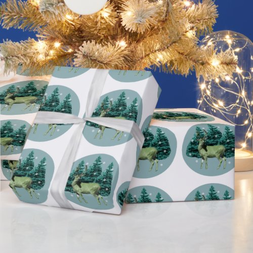 Vintage Woodland Deer Forest Wrapping Paper