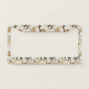 Vintage Woodland Deer Pattern License Plate Frame