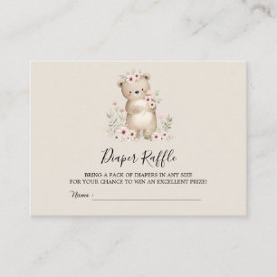 Vintage Woodland Diaper Raffle Card