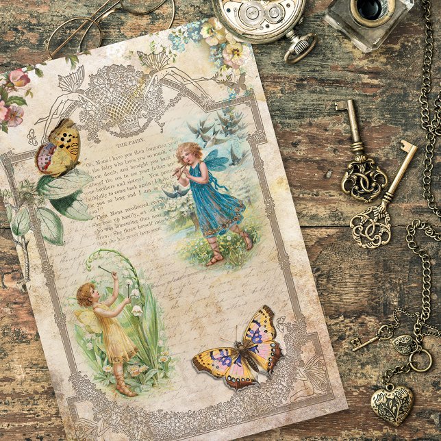 Vintage Woodland Fairies & Butterflies Decoupage Tissue Paper (Creator Uploaded)