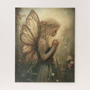 Vintage Woodland Fairy with Floral Crown Jigsaw Puzzle