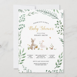 Vintage Woodland Forest Animals Baby Shower Invitation