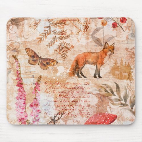 Vintage Woodland Forest Animals Watercolor Mouse P Mouse Pad