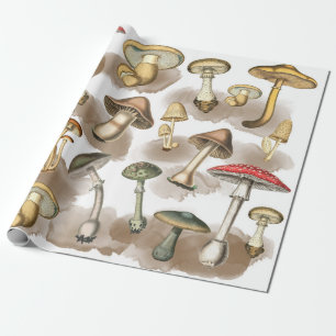 Vintage Woodland Forest Mushrooms Wrapping Wrapping Paper