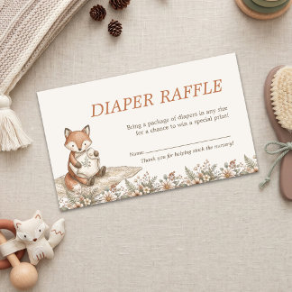 Vintage Woodland Fox Baby Shower Diaper Raffle Enclosure Card