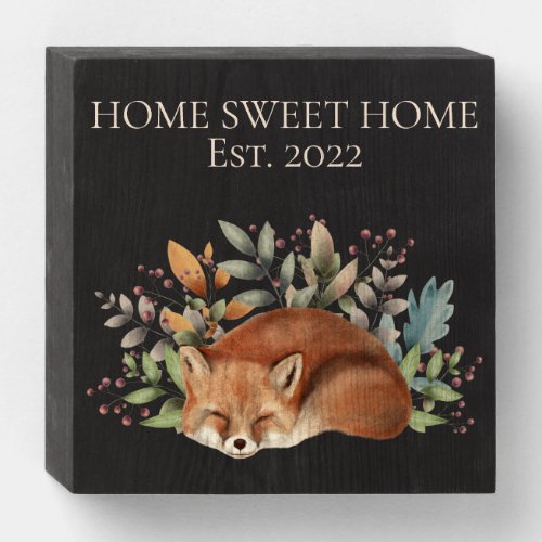 Vintage Woodland Fox Home Sweet Home  Wooden Box S