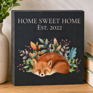 Vintage Woodland Fox Home Sweet Home  Wooden Box S