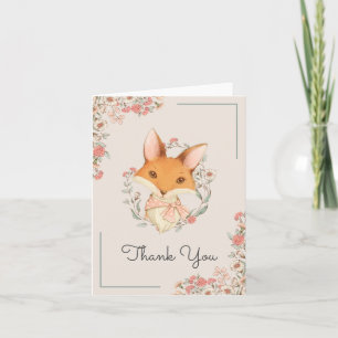 Vintage Woodland Fox Illustration Thank You Card