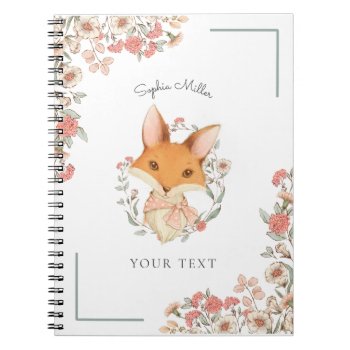 Vintage Woodland Fox Illustration With Your Name Notebook by Oasis_Landing at Zazzle
