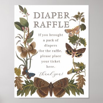 Vintage Woodland Insects Baby Shower Diaper Raffle Poster by EncycloGraphic at Zazzle
