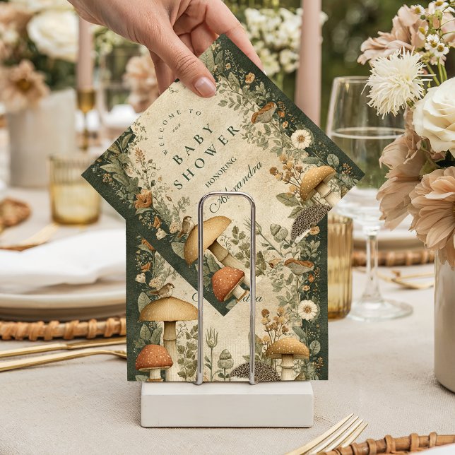 Vintage Woodland Mushroom Baby Shower Napkins (Creator Uploaded)