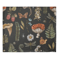 Vintage woodland nature seamless pattern. Amanita 